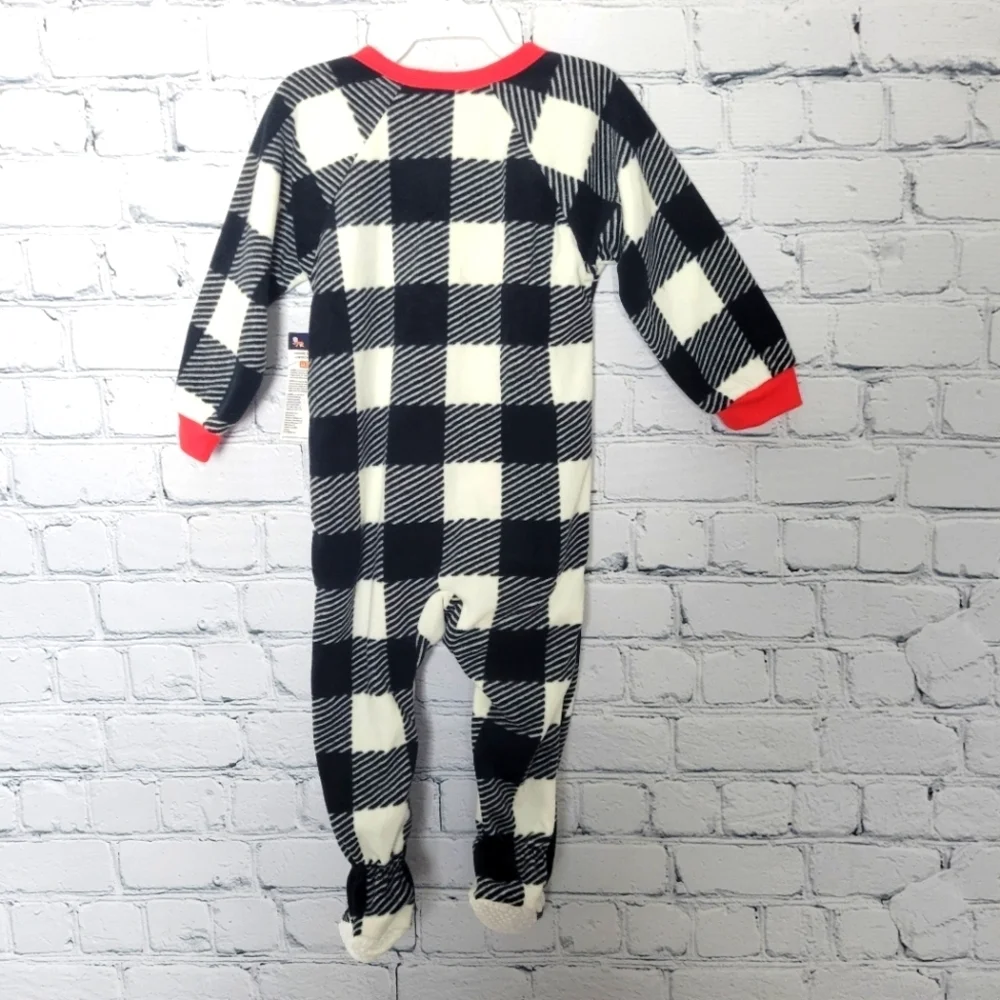 NWT Gerber Size 12M Buffalo Plaid Fleece Footie Pajamas